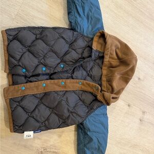JNBY Kids 2t down Jacket with fleece Hood - Brown and Blue